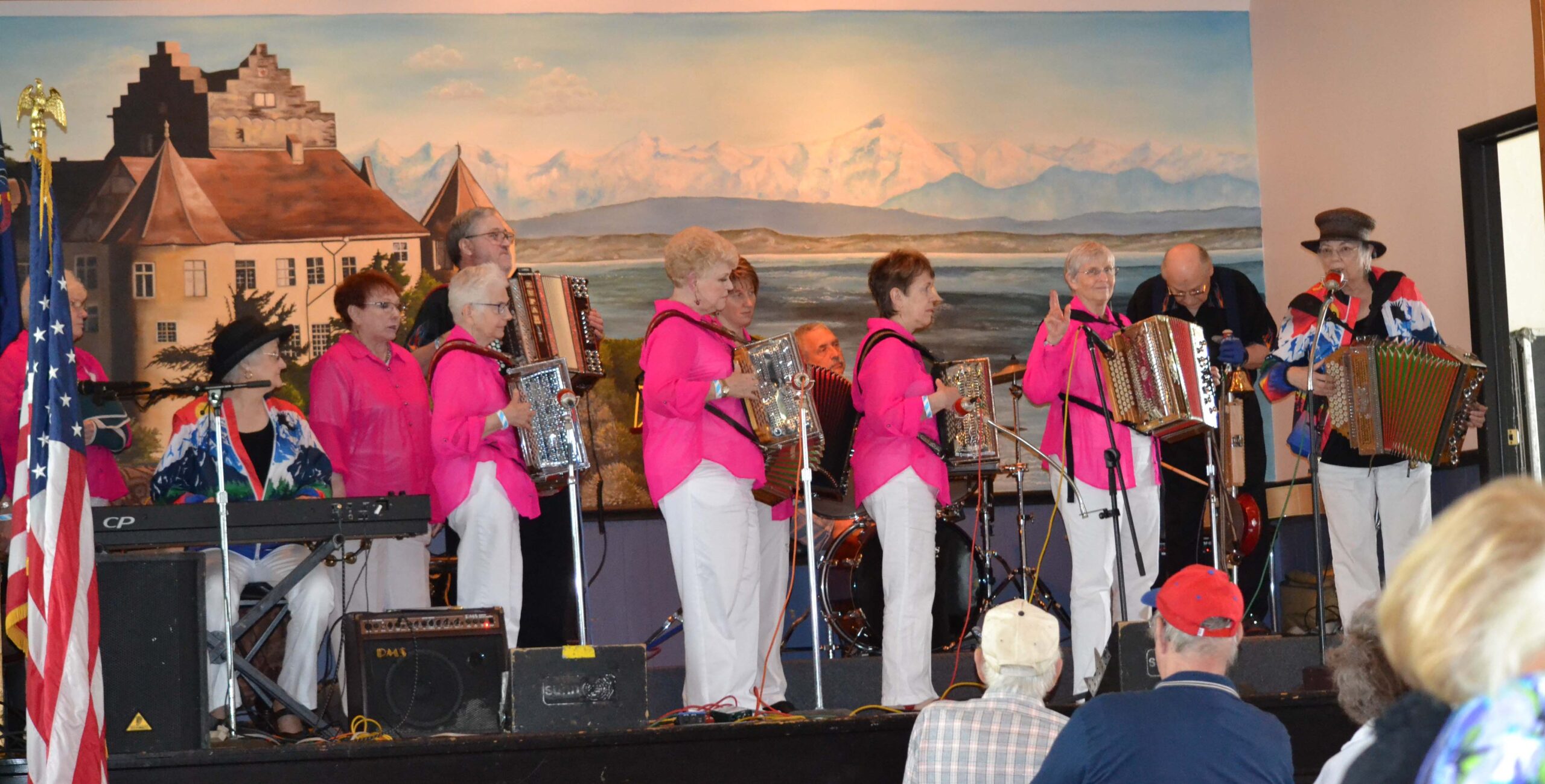 Festival main stage with button box band playing